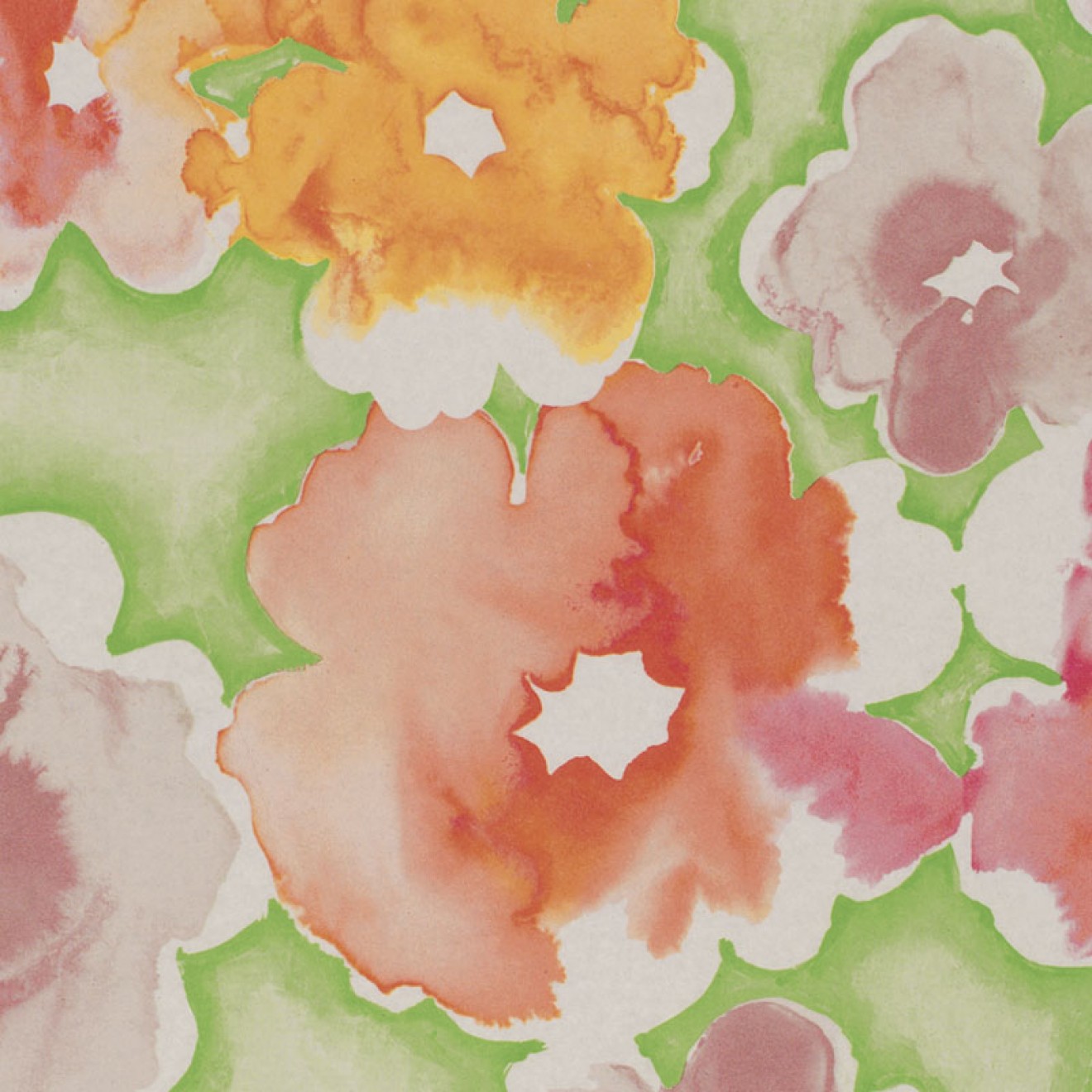 2591bg Flower-Power Gelb Rot Maigrün